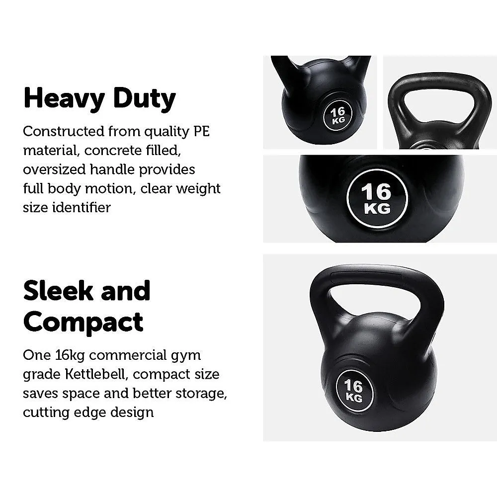 16kg Concrete Kettle Bell w/ Oversized Handle for Gym Training