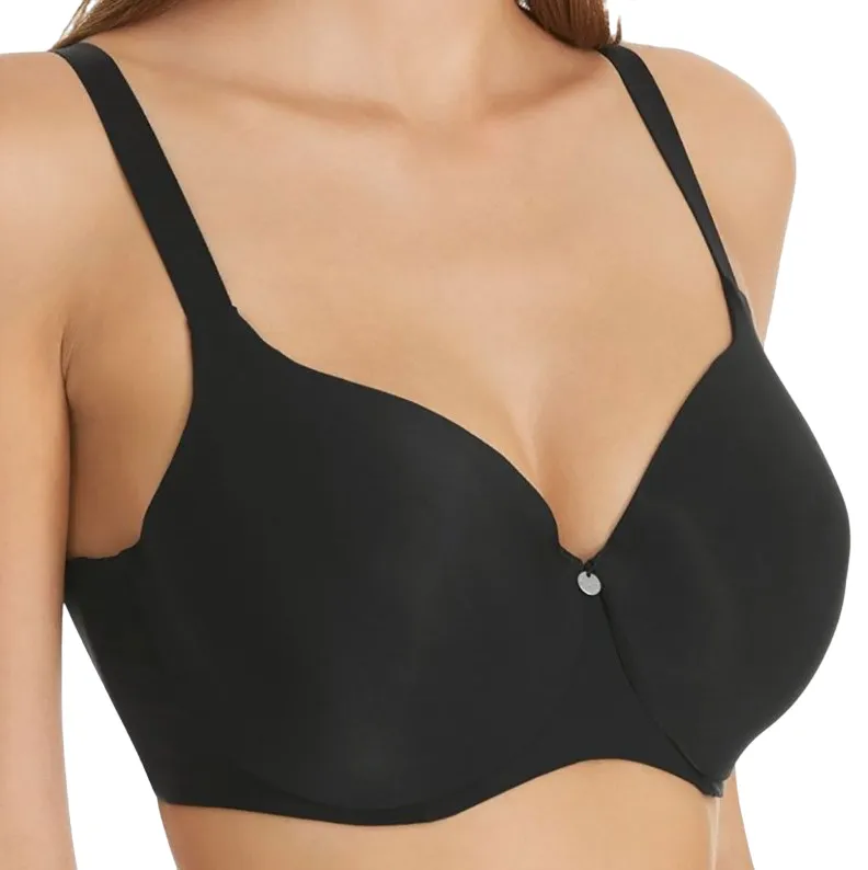 2 x Hestia Womens Smoothing Contour T-Shirt Black Bra