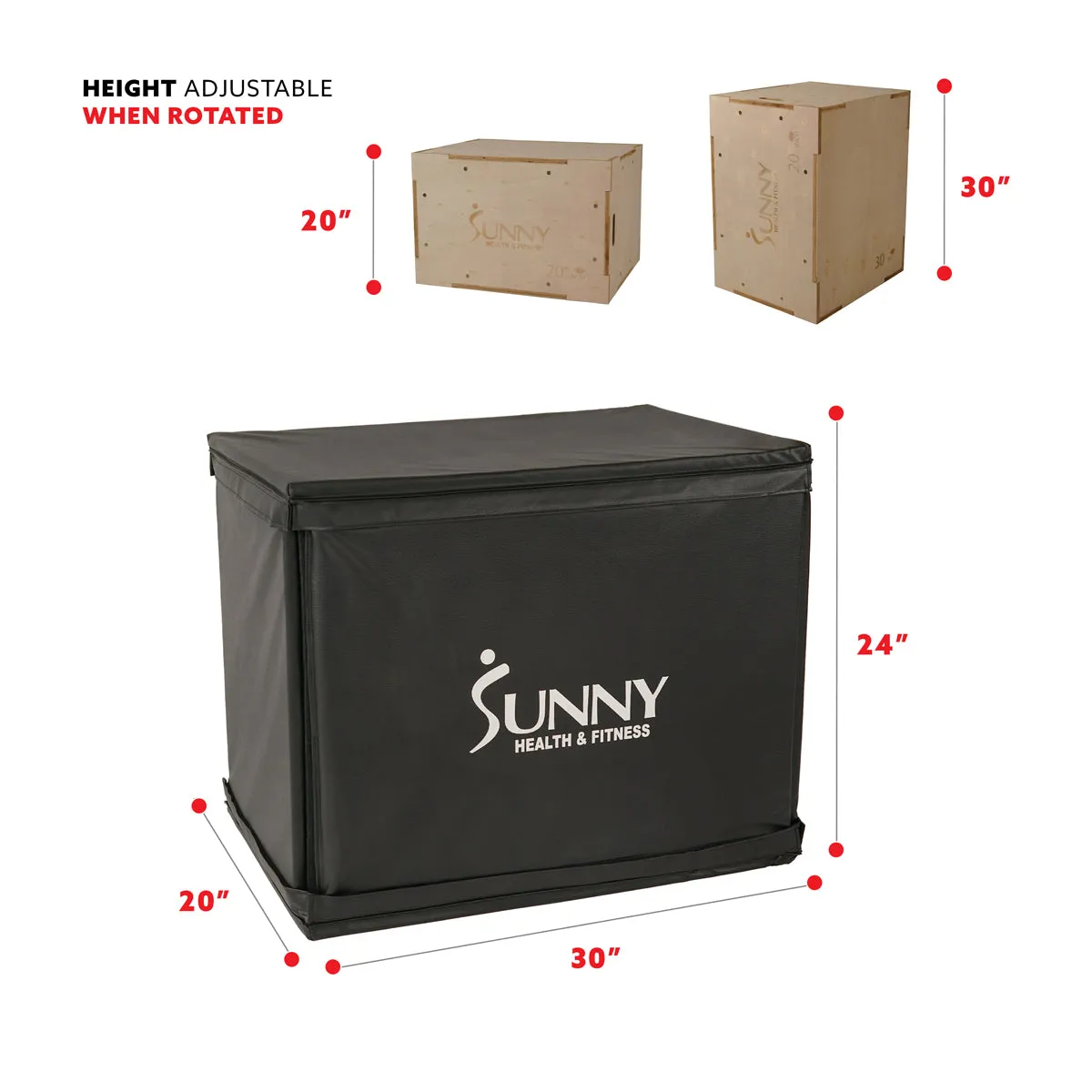 3-in-1 Wood Plyo Box, Heavy Duty with Cover