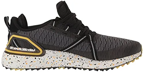 adidas Men's Solarthon Primegreen Spikeless Golf Shoes, Core Black/Purple/Solar Gold, 13