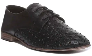 Alexandra Woven Lace Up Shoe In Black