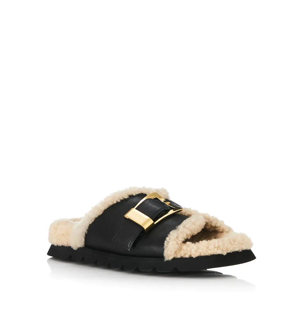 ALIAS MAE Womens Kiara Sandals - Black Shearling