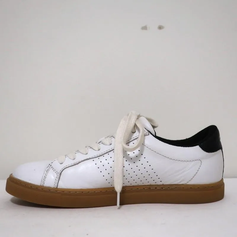 ba&sh Costa Low Top Sneakers White & Black Leather Size 37