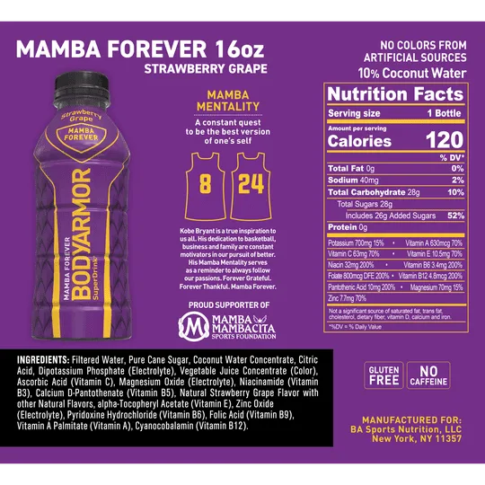 BODYARMOR Sports Drink Mamba Forever, 16 fl oz