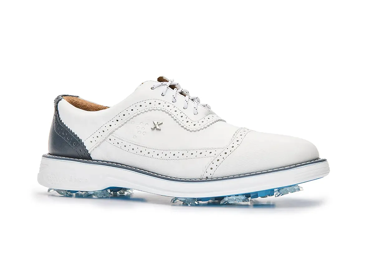 Boxto Golf Men's Legacy Hope Pro Spiked Golf Shoes - White/Blue