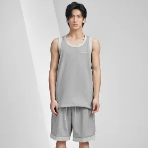 Breathable Mesh Loose-fit Grey Basketball Singlet