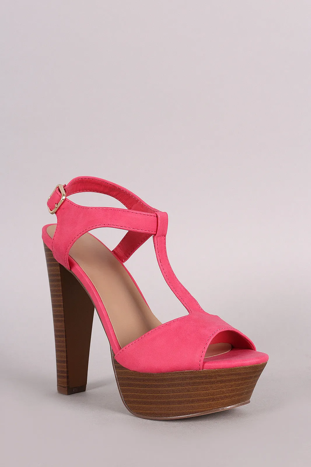 Breckelle T-Strap Platform Chunky Heel