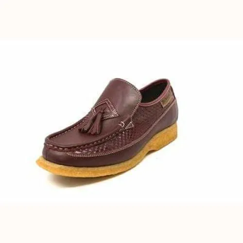 British Walkers Brooklyn Men's Burgundy Snake Skin Leather Crepe Sole Shoes