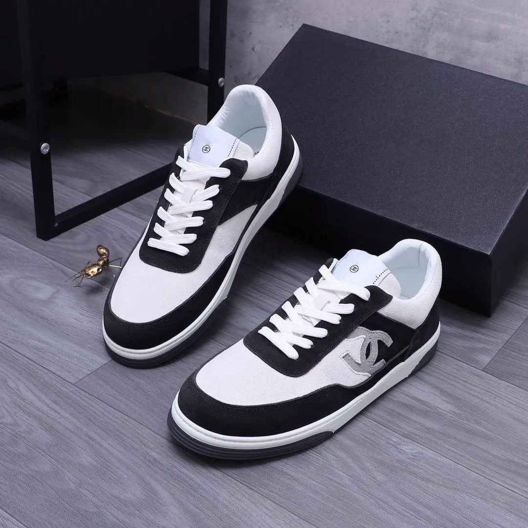 CC BLACK WHITE SUEDE LOW TOP SNEAKERS