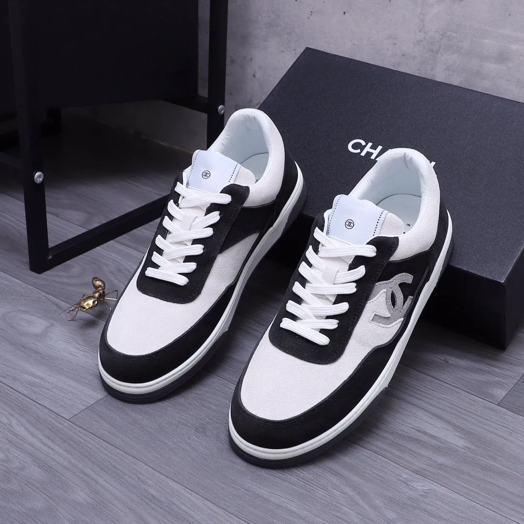 CC BLACK WHITE SUEDE LOW TOP SNEAKERS