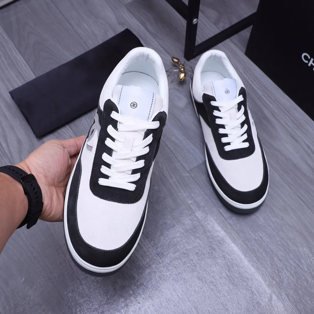 CC BLACK WHITE SUEDE LOW TOP SNEAKERS