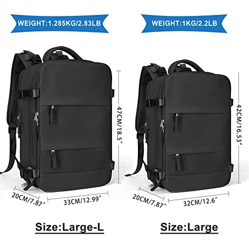 coowoz Large Travel Backpack For Women Men,Carry On Backpack,Hiking Backpack Waterproof Outdoor Sports Rucksack Casual Daypack Travel Essentials（Black）