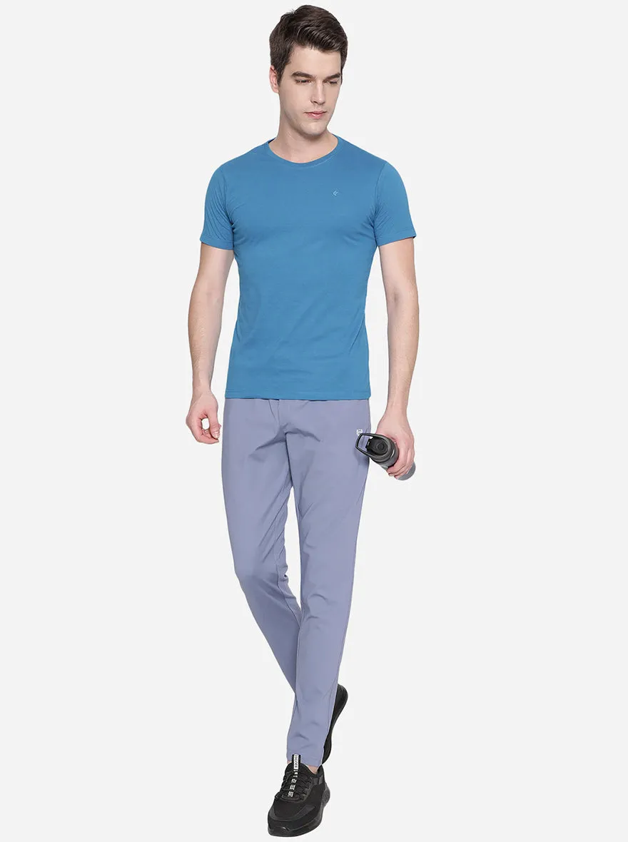 Cornet Blue Solid Slim Fit Track Pant | JadeBlue