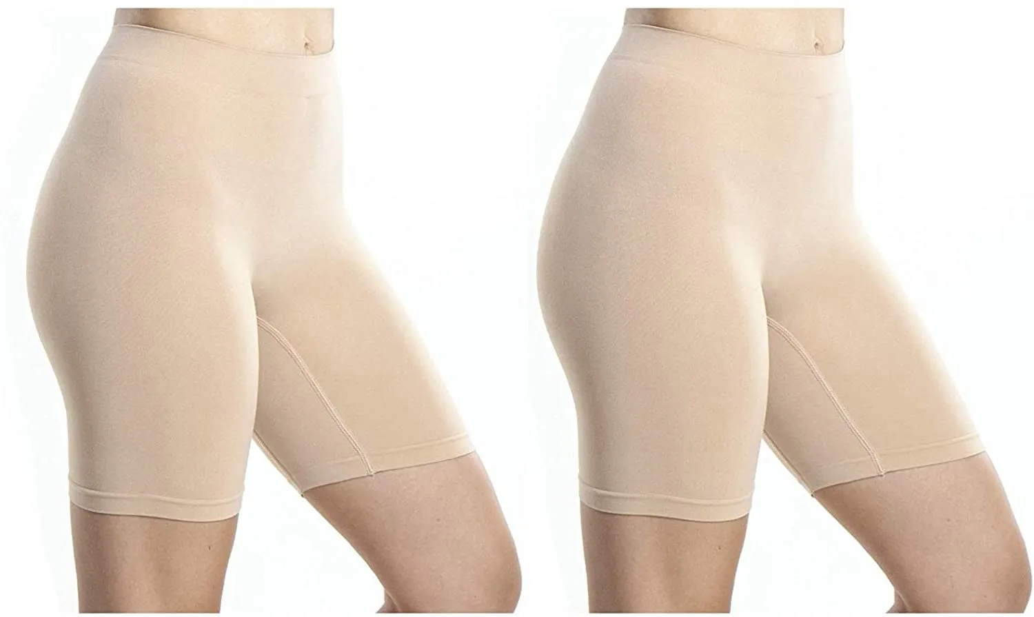 Emprella Nude Slip Shorts for Under Dresses, 4 Pack Womens Seamless Bike Short