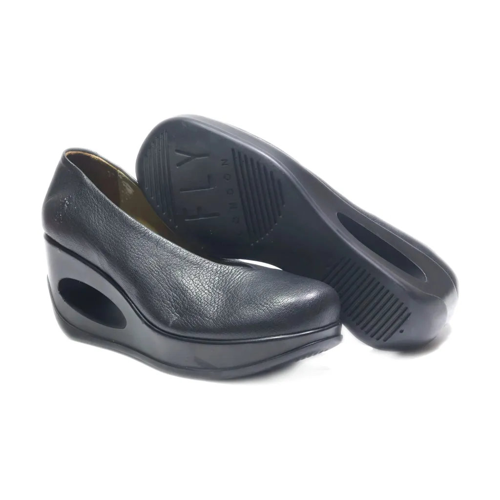 Fly London Wedge Shoes Leather Black Colour For Women