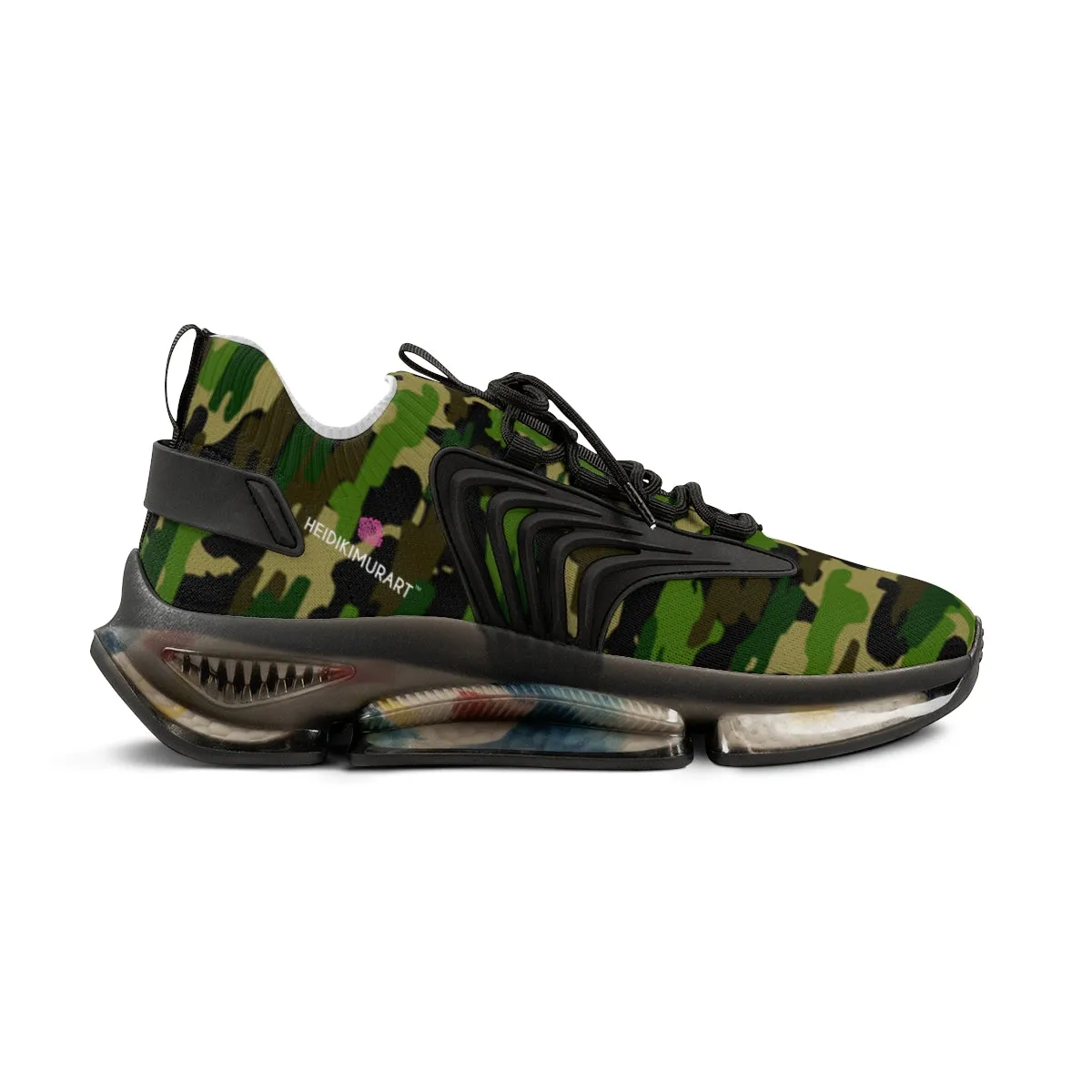 Green Camo Print Men's Shoes, Best Athletic Comfy Men's Mesh Sports Sneakers For Men (US Size: 5-12)