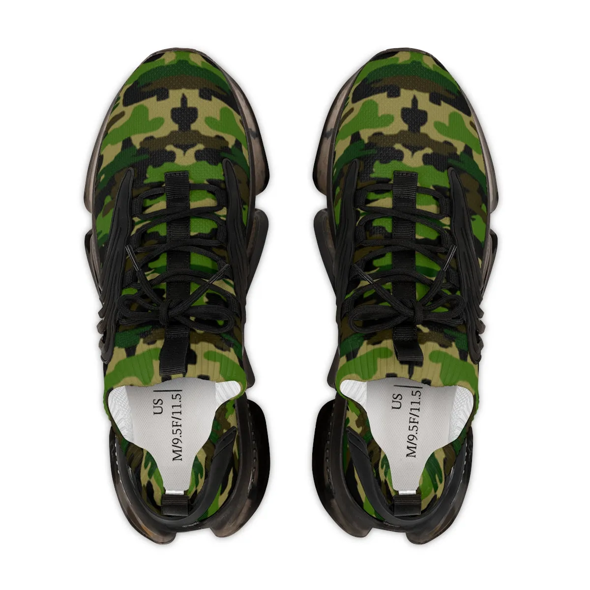 Green Camo Print Men's Shoes, Best Athletic Comfy Men's Mesh Sports Sneakers For Men (US Size: 5-12)