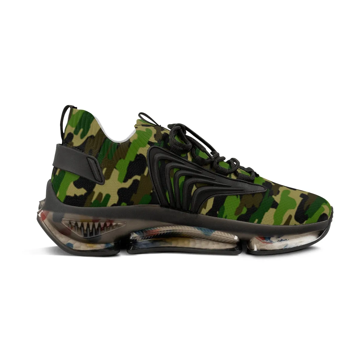 Green Camo Print Men's Shoes, Best Athletic Comfy Men's Mesh Sports Sneakers For Men (US Size: 5-12)