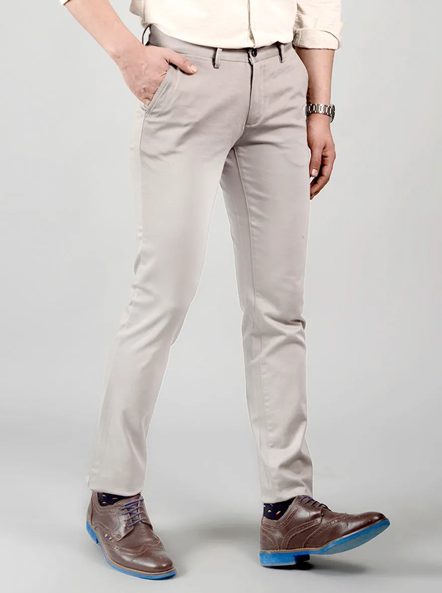 Grey Self Design Slim Fit Chinos | JadeBlue