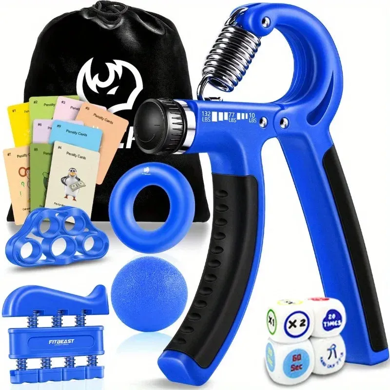 Grip Strengthener - 5 Piece Kit with Hand Grips, Dice