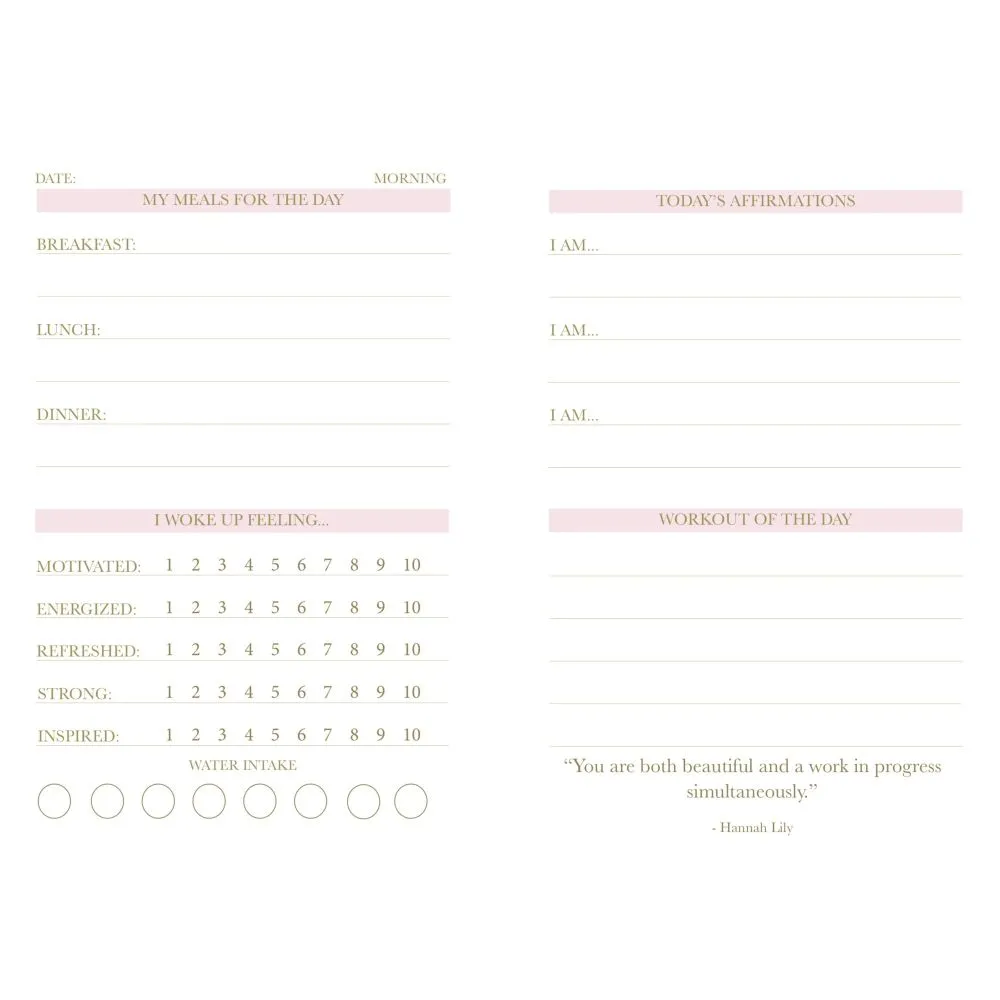 Hannah Lily Designs Fitness Journal Pink