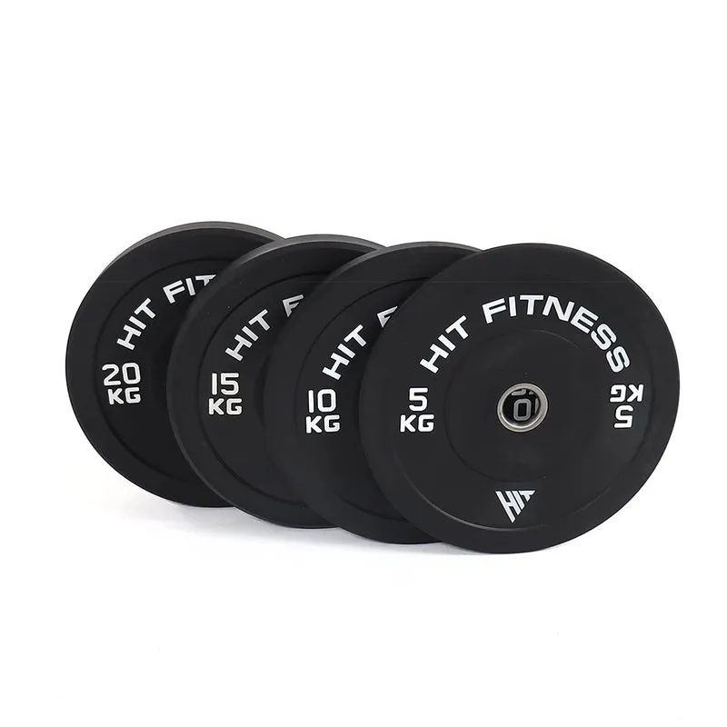 Hit Fitness 100kg Commercial Black Rubber Bumper Plate Set