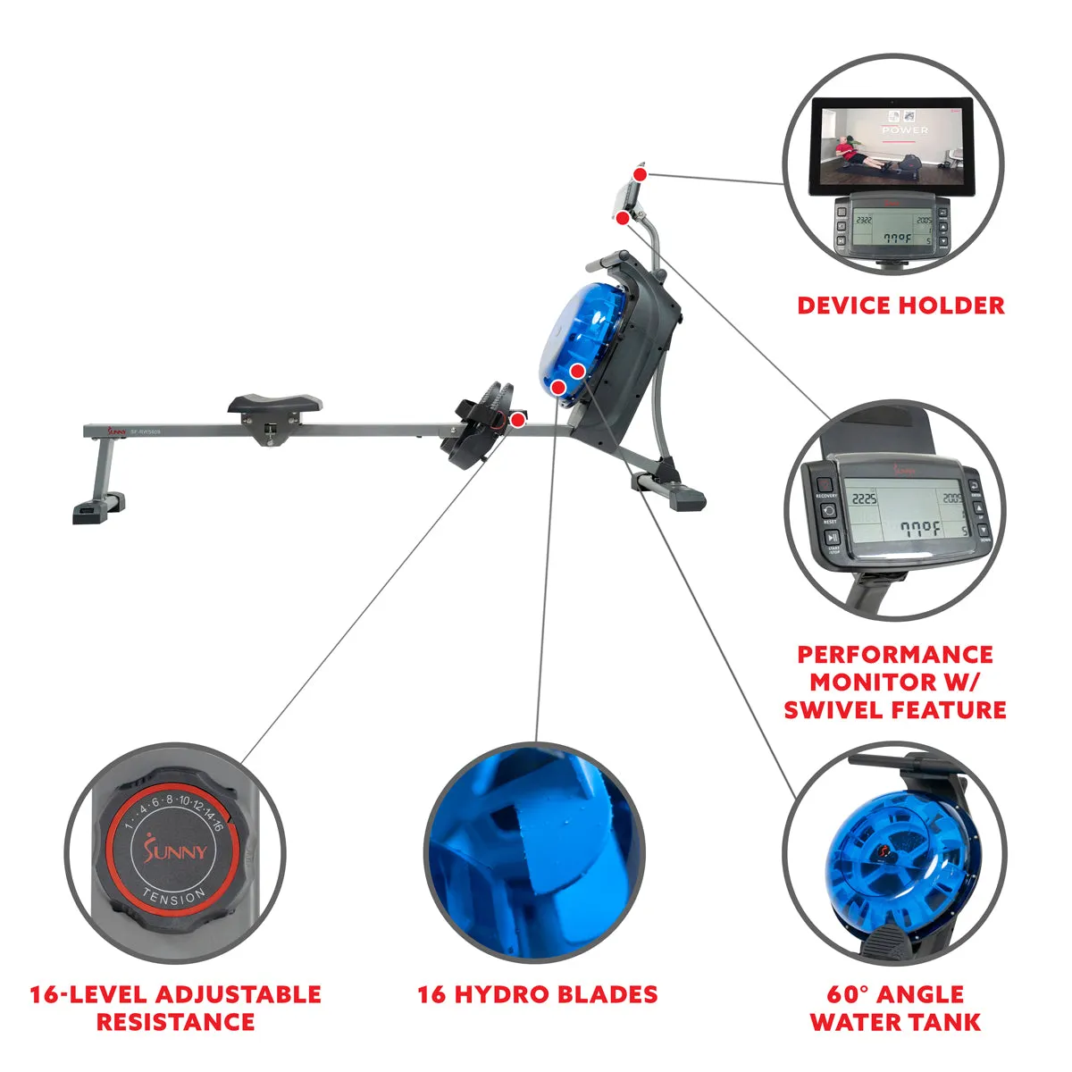 Hydro  Dual Resistance Rower Magnetic Water Rowing Machine