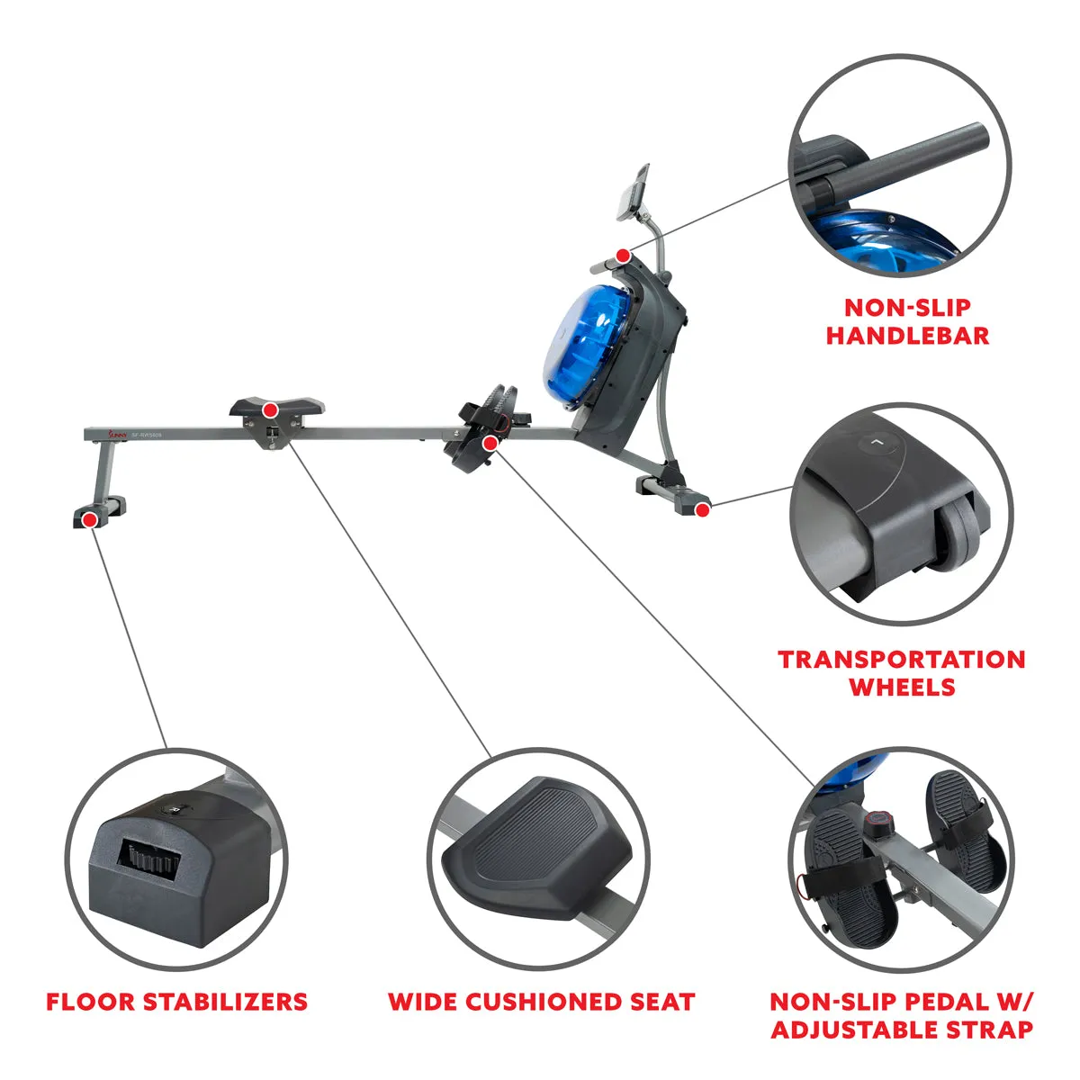 Hydro  Dual Resistance Rower Magnetic Water Rowing Machine