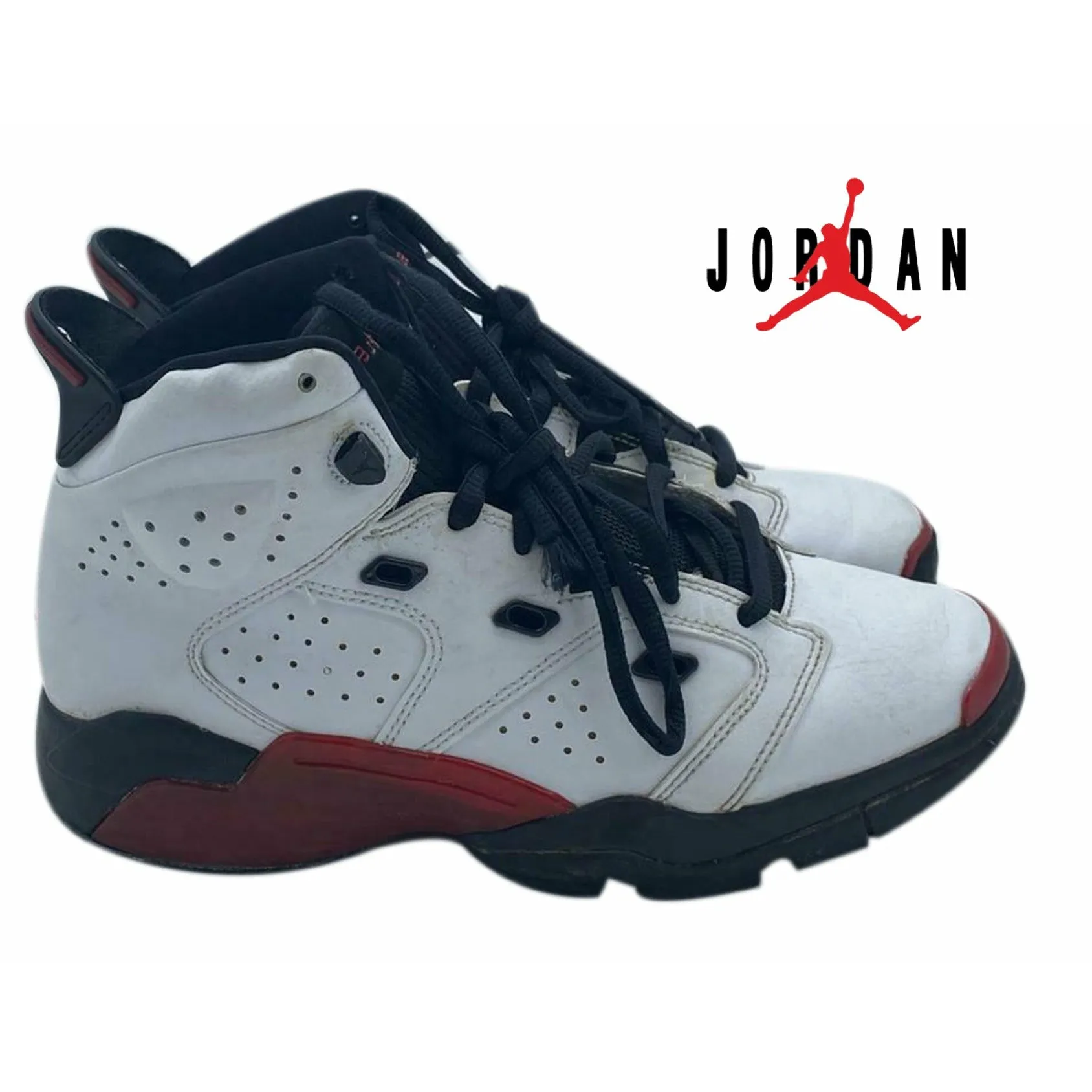 Jordan 6-17-23 Big Kids 428818-100 White Red Black Basketball Shoes Size 7Y