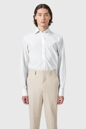 Lewes Slim Fit Spread Collar White Cotton Shirt