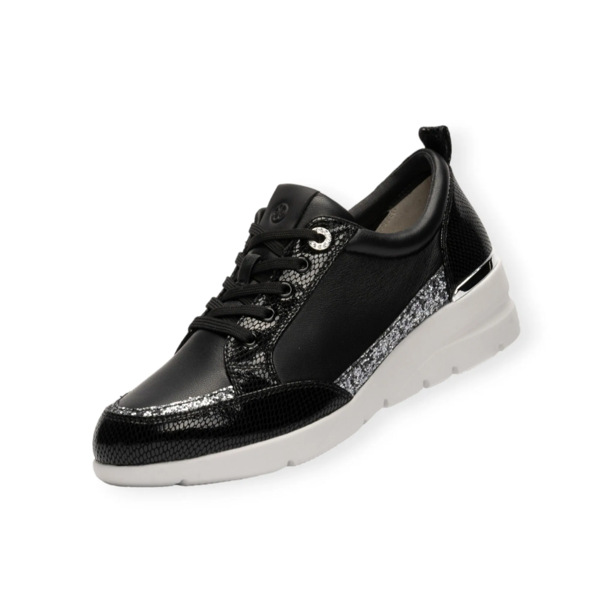 Lightweight Soft Sheepskin sneakers with Swarovski crystal glass eyelet and brightful glitter decoration #FJ103