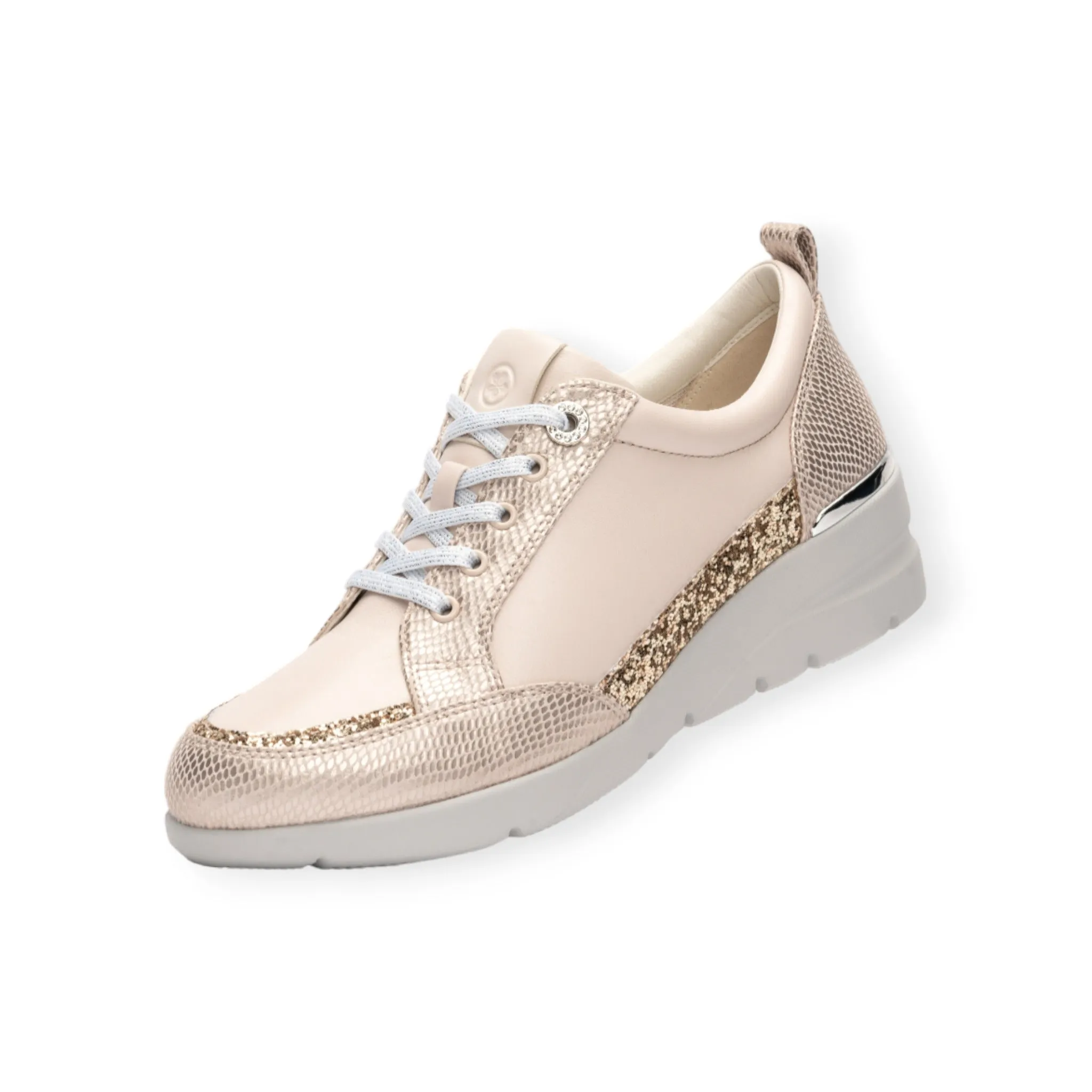 Lightweight Soft Sheepskin sneakers with Swarovski crystal glass eyelet and brightful glitter decoration #FJ103