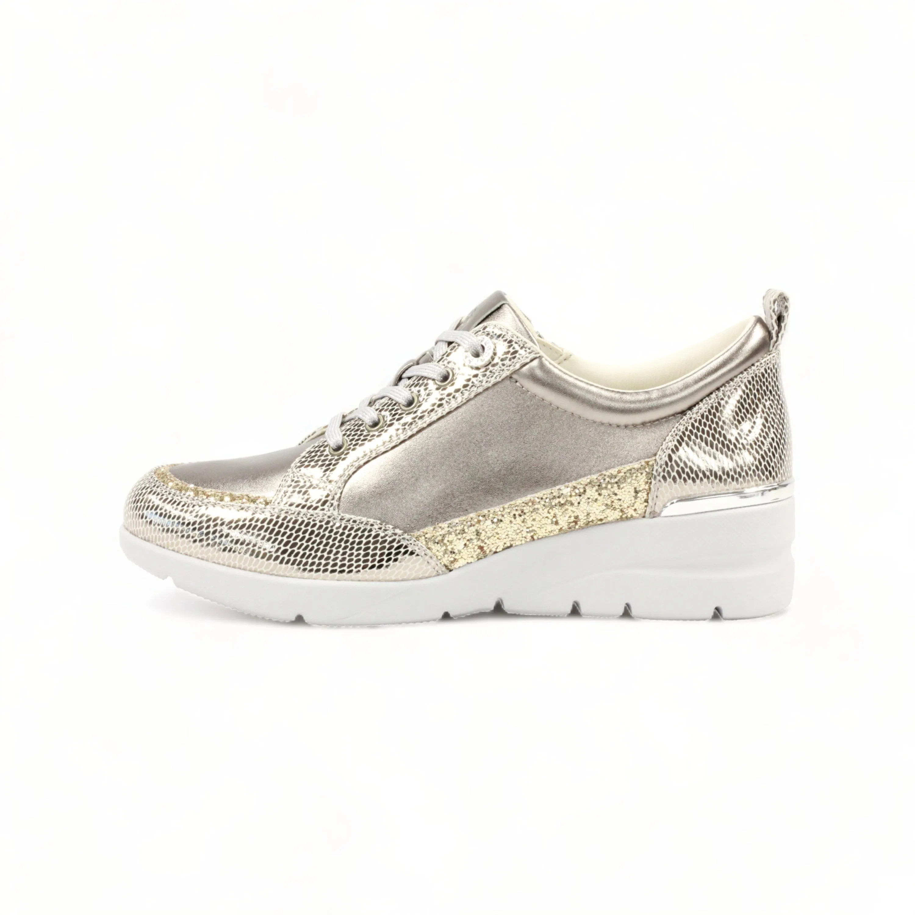 Lightweight Soft Sheepskin sneakers with Swarovski crystal glass eyelet and brightful glitter decoration #FJ103