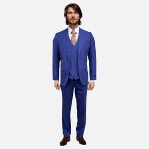 Mens Tiglio Rosso Modern Fit Suit - Blue Pinstripe 100% Wool 3-Piece