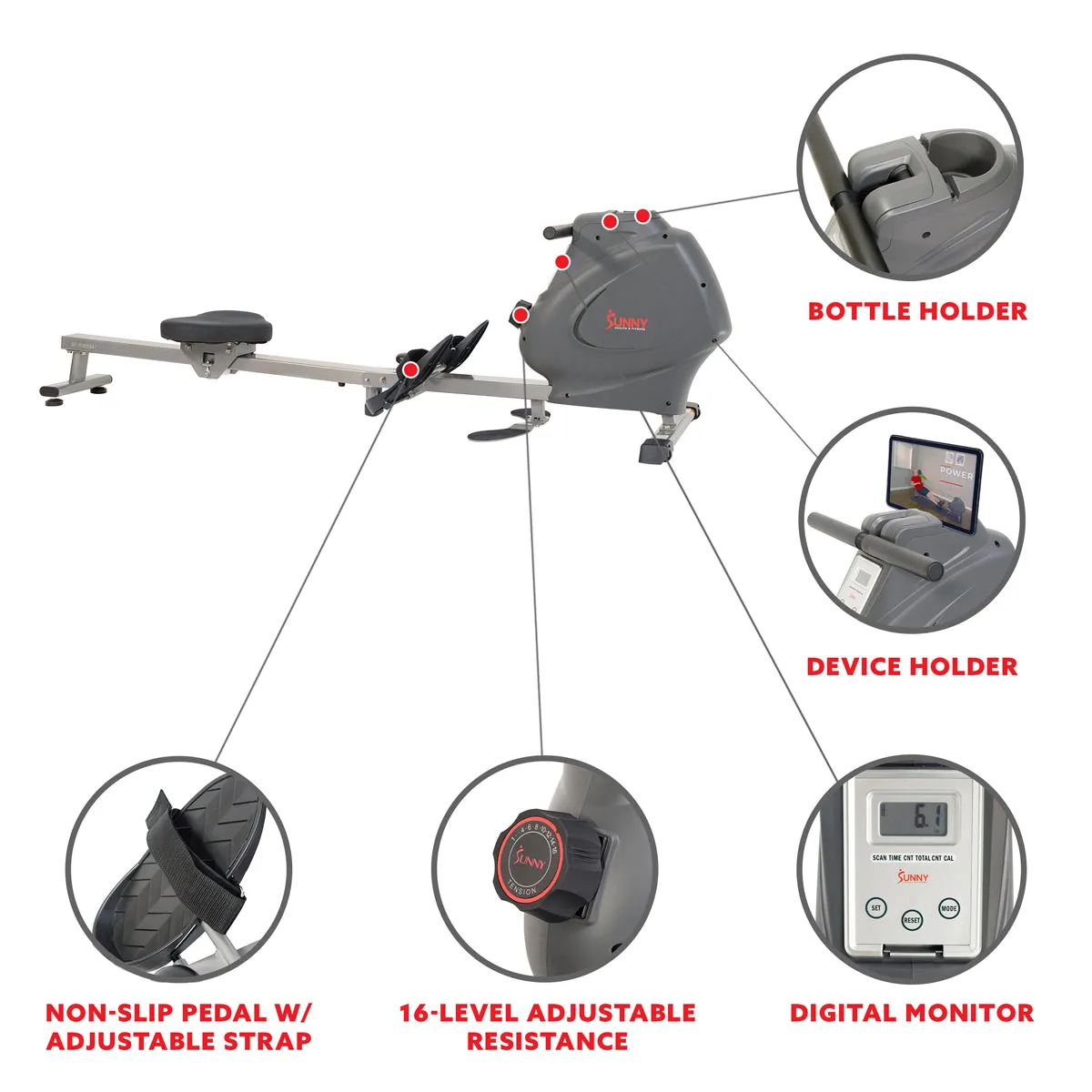 Multifunction Full Body Magnetic Rowing Machine