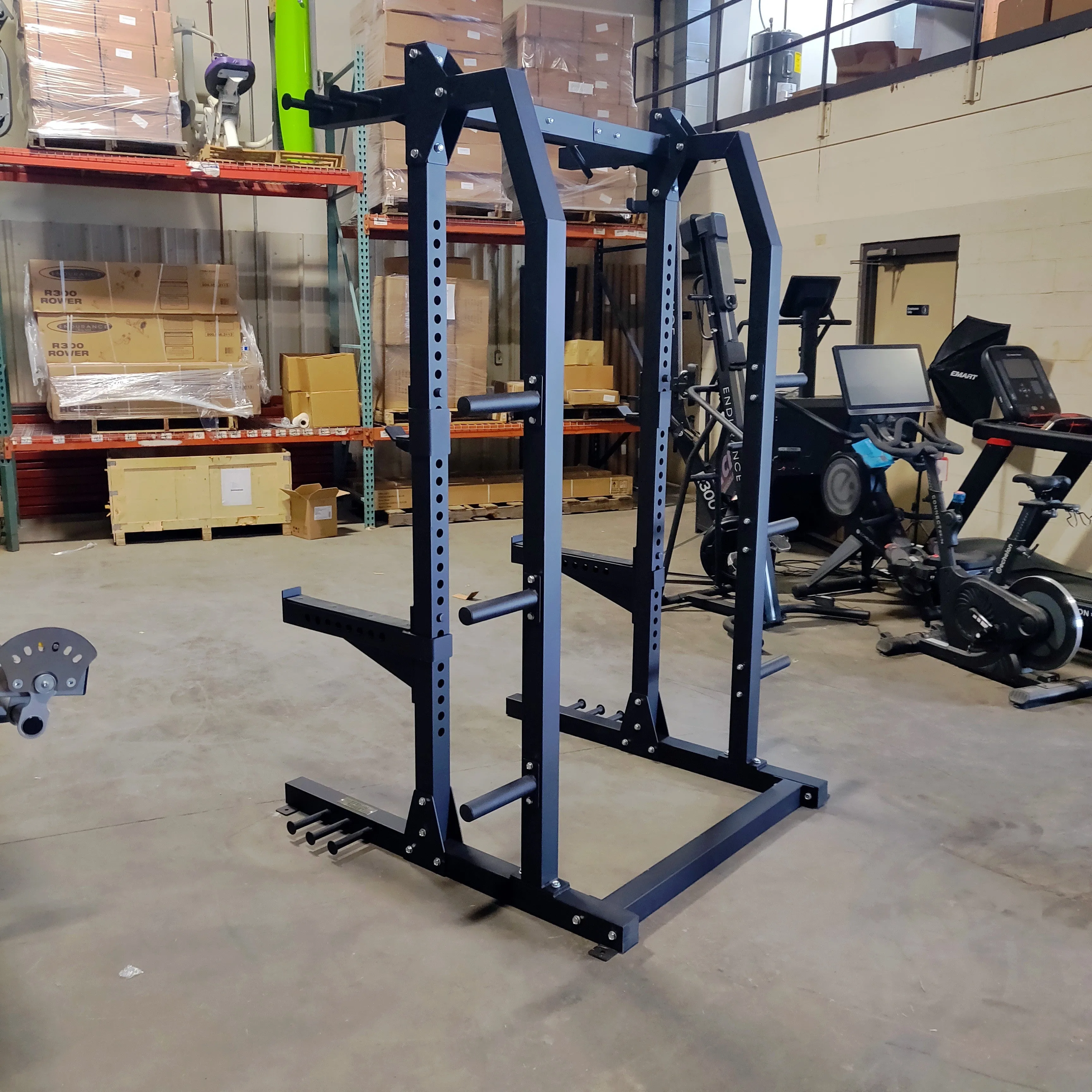 NEW Lethal Fitness Half Rack Squat Rack with Band Pegs, Storage