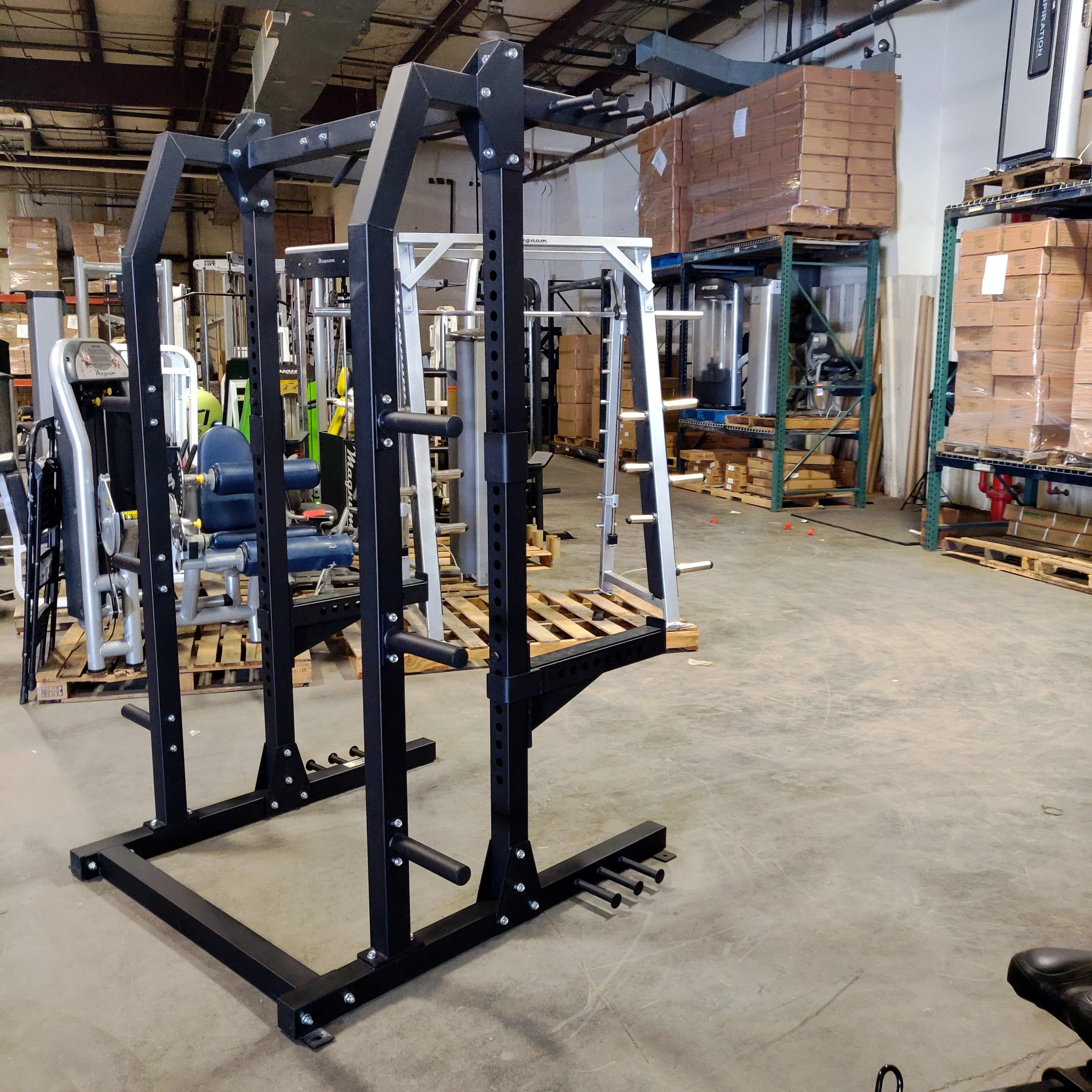 NEW Lethal Fitness Half Rack Squat Rack with Band Pegs, Storage