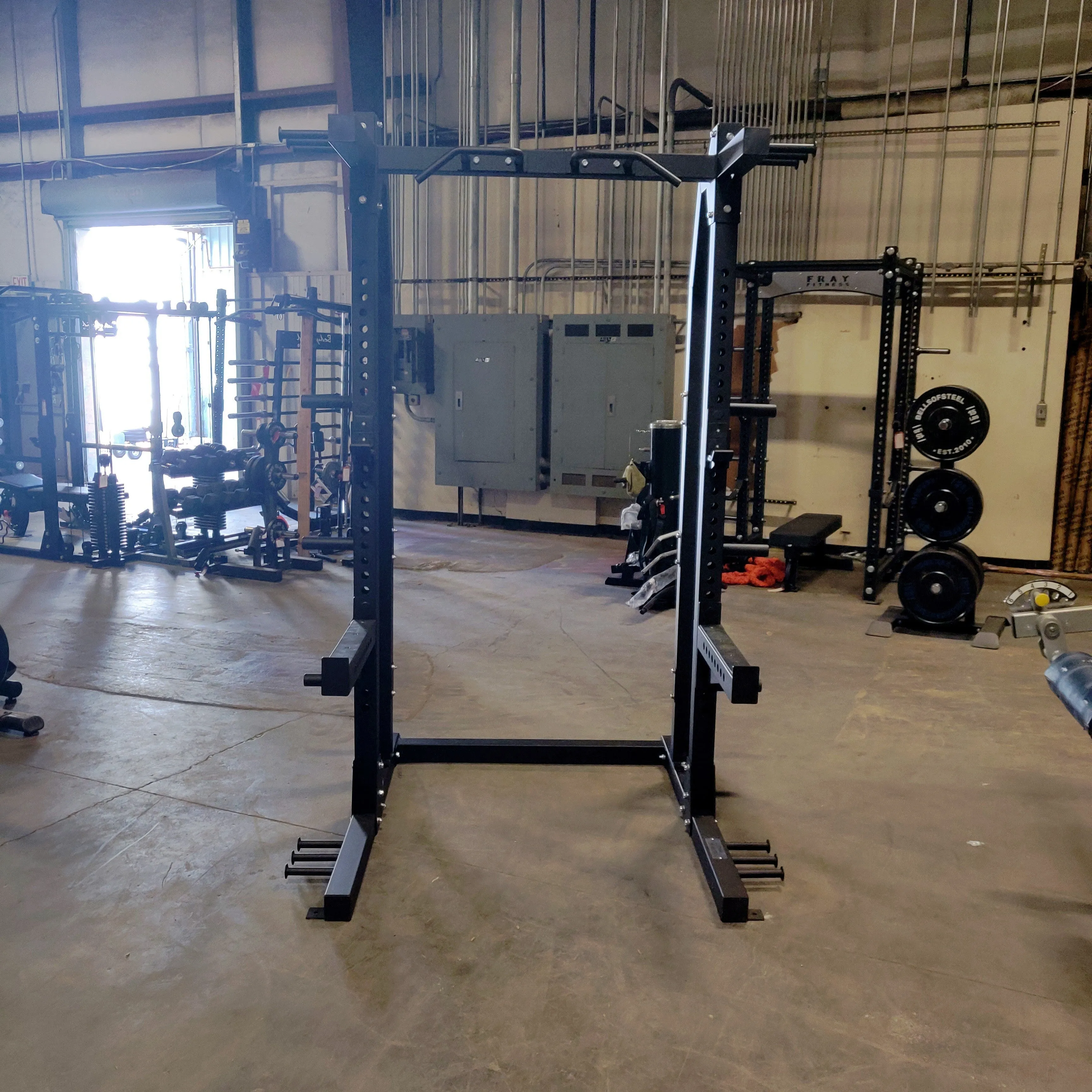 NEW Lethal Fitness Half Rack Squat Rack with Band Pegs, Storage