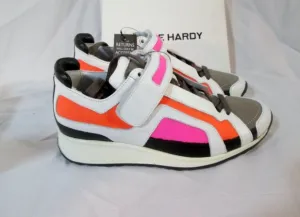 NEW PIERRE HARDY NEOPRENE QUADRI ORANGE Sneaker TRAINER 35 5 Womens Sport Shoe