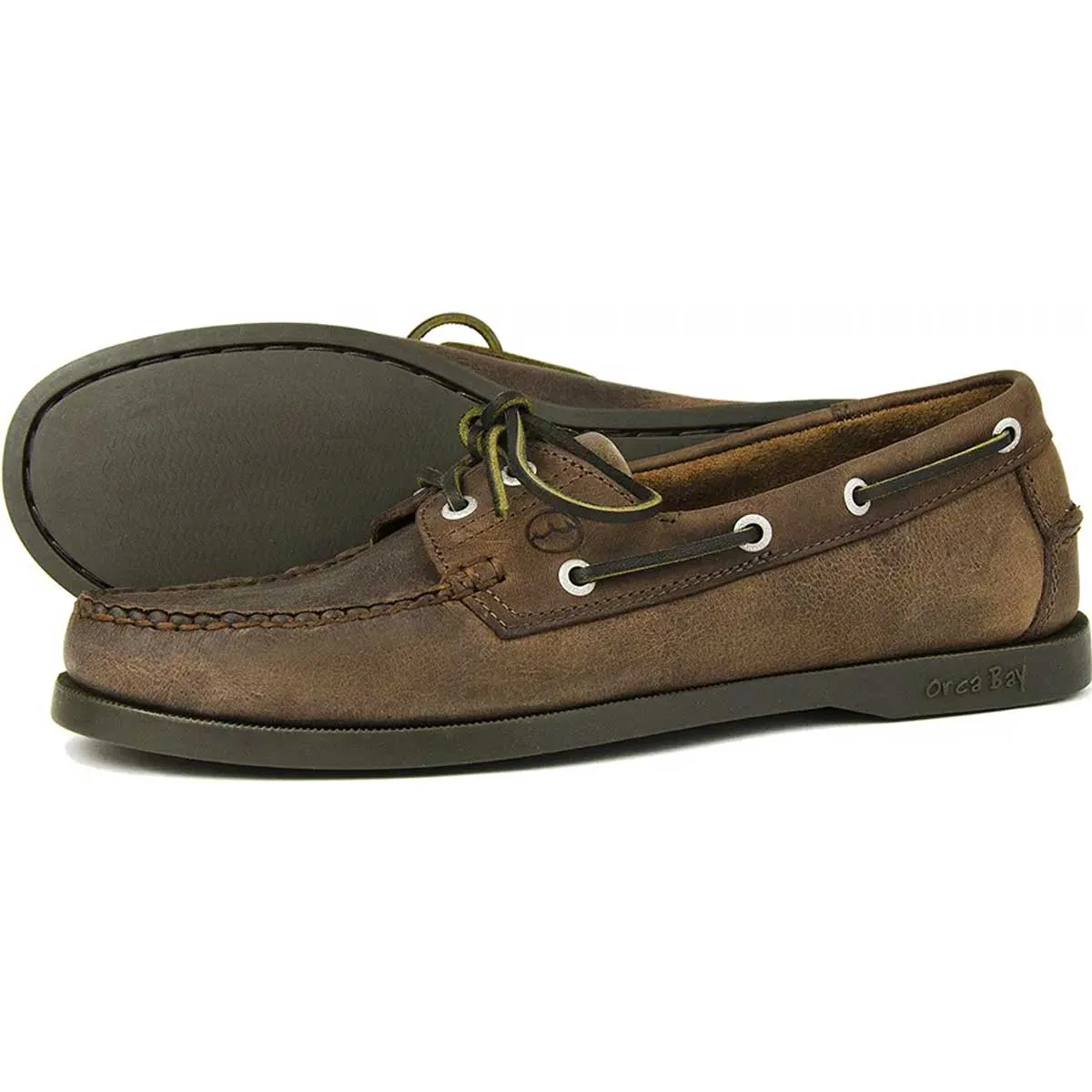 ORCA BAY Mens Creek Leather Deck Shoes - Russet