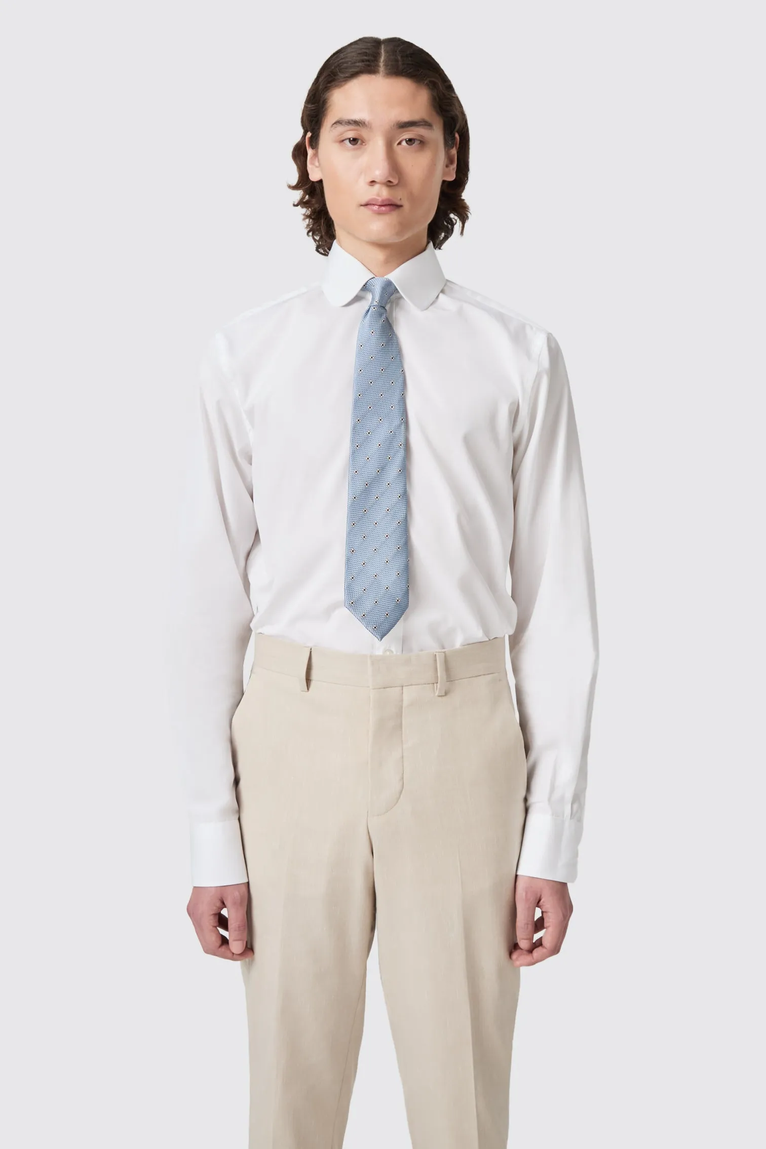 Penny Slim Fit Club Collar White Cotton Shirt