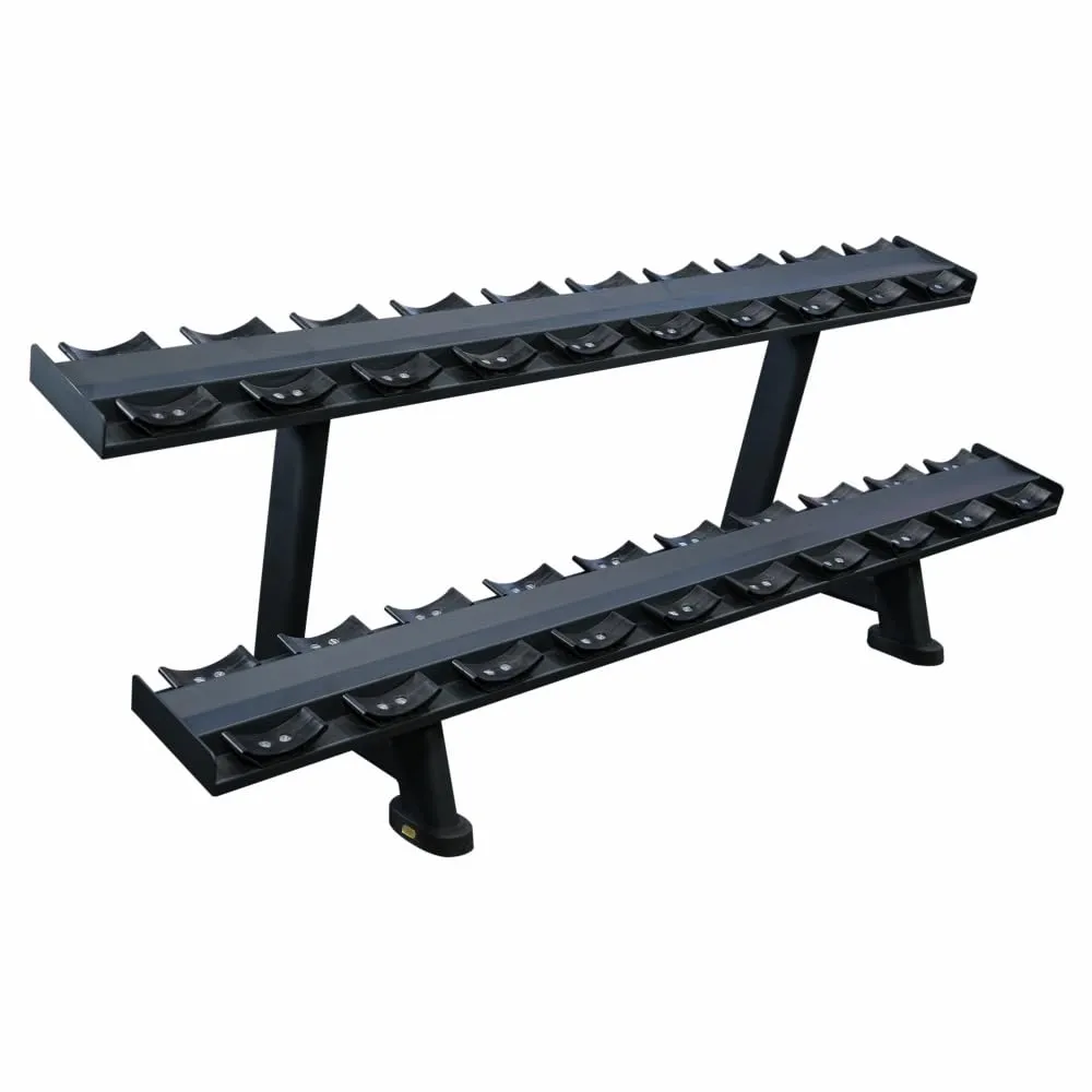 Prozvofit 2-Tier Dumbbell Rack, Heavy Duty 20 Dumbbell Holder | Gym Weight Storage Stand | Black Steel Construction | Space-Saving Organizer for Home Gym | Commercial Use | 1 Rack | Black Color