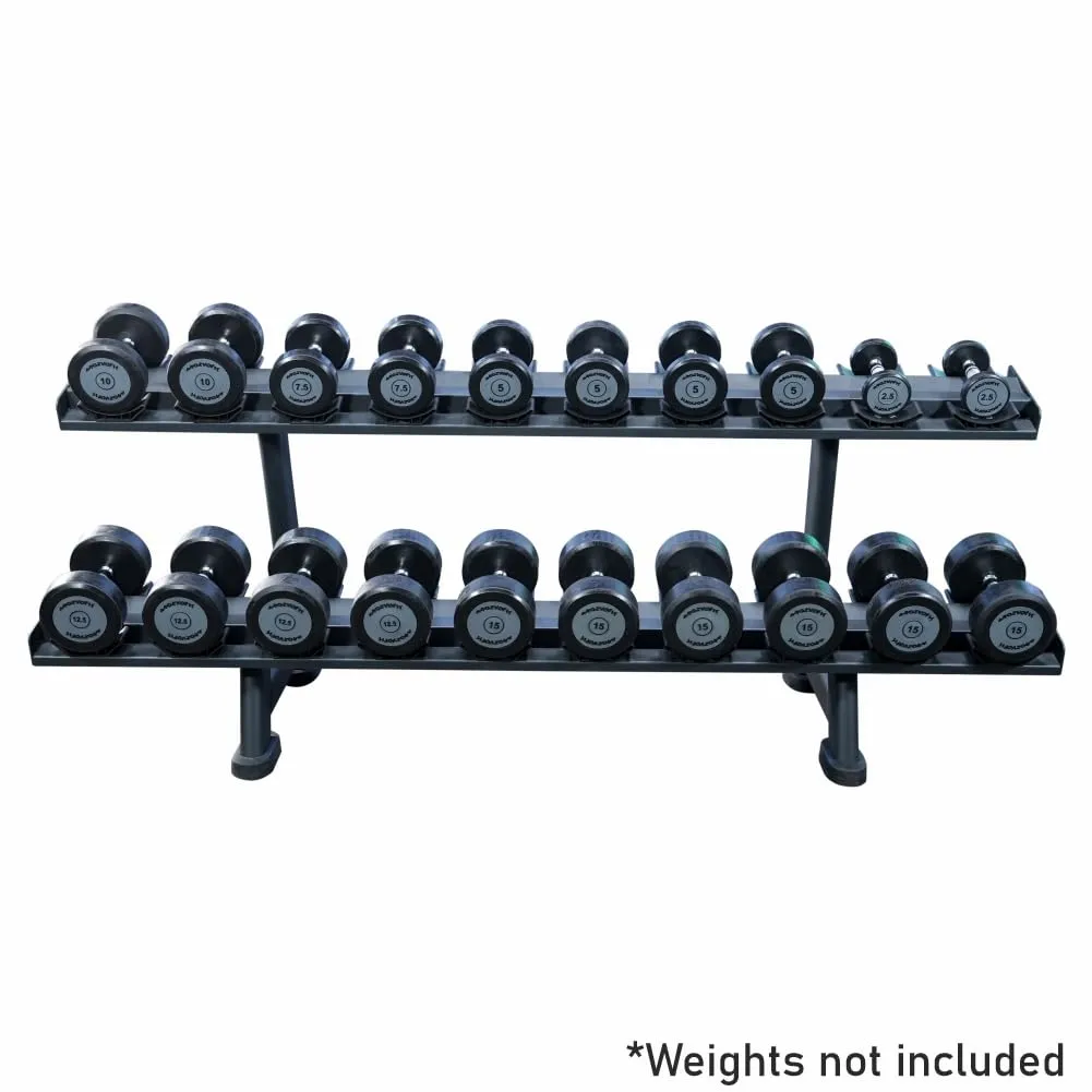 Prozvofit 2-Tier Dumbbell Rack, Heavy Duty 20 Dumbbell Holder | Gym Weight Storage Stand | Black Steel Construction | Space-Saving Organizer for Home Gym | Commercial Use | 1 Rack | Black Color