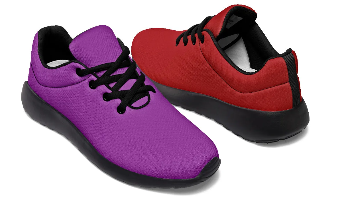 Purple And Red Mismatch Sneakers