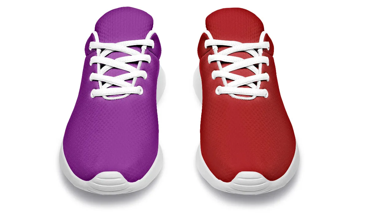 Purple And Red Mismatch Sneakers