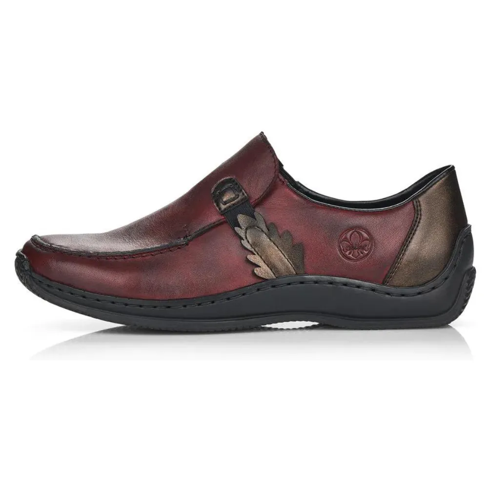 Rieker L1759 Burgundy Leather Slip-On (Women's)