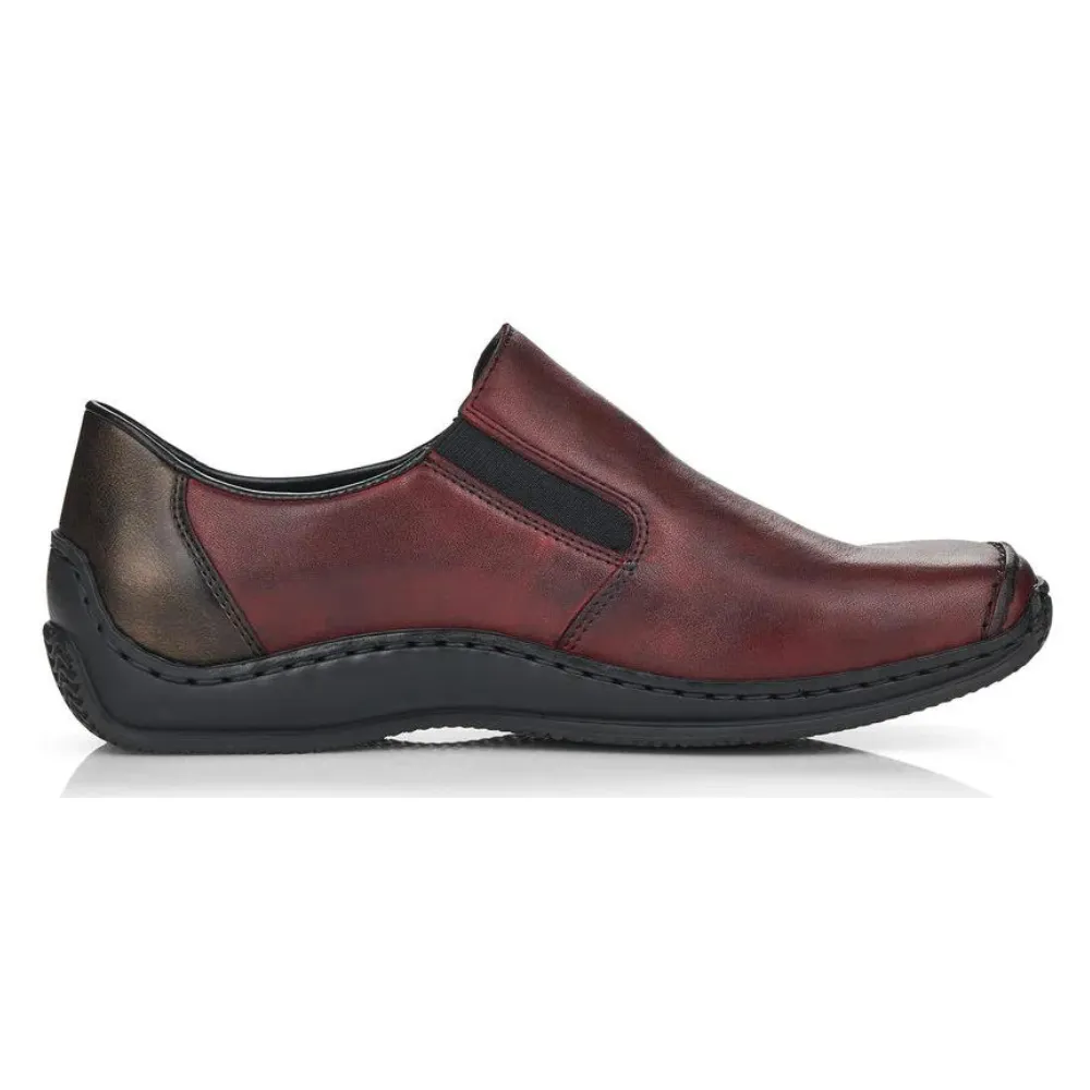 Rieker L1759 Burgundy Leather Slip-On (Women's)