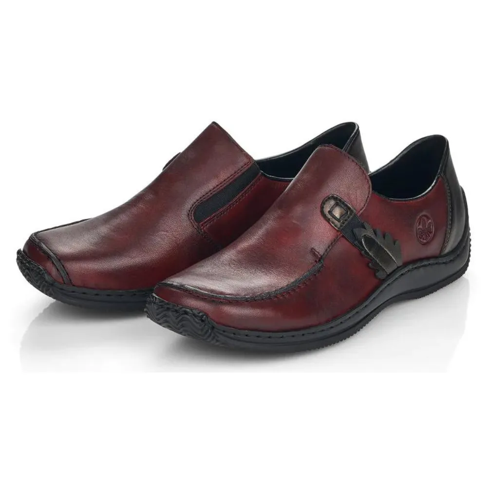 Rieker L1759 Burgundy Leather Slip-On (Women's)