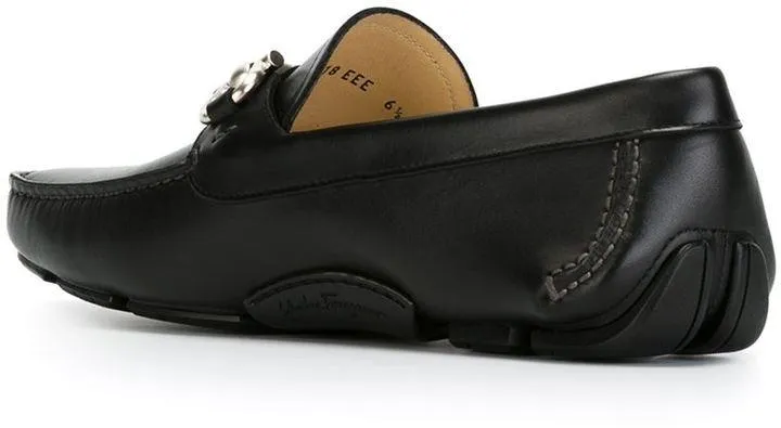 Salvatore Ferragamo Men"s Black Gancini Bit Loafers