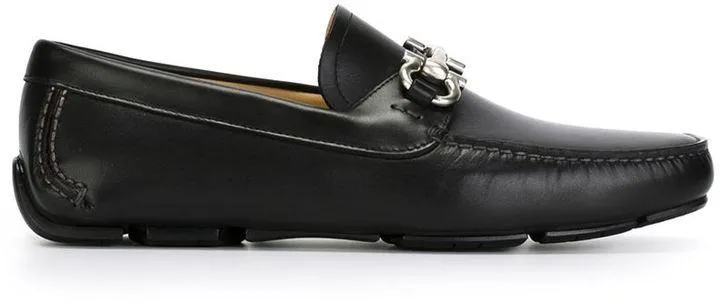 Salvatore Ferragamo Men"s Black Gancini Bit Loafers